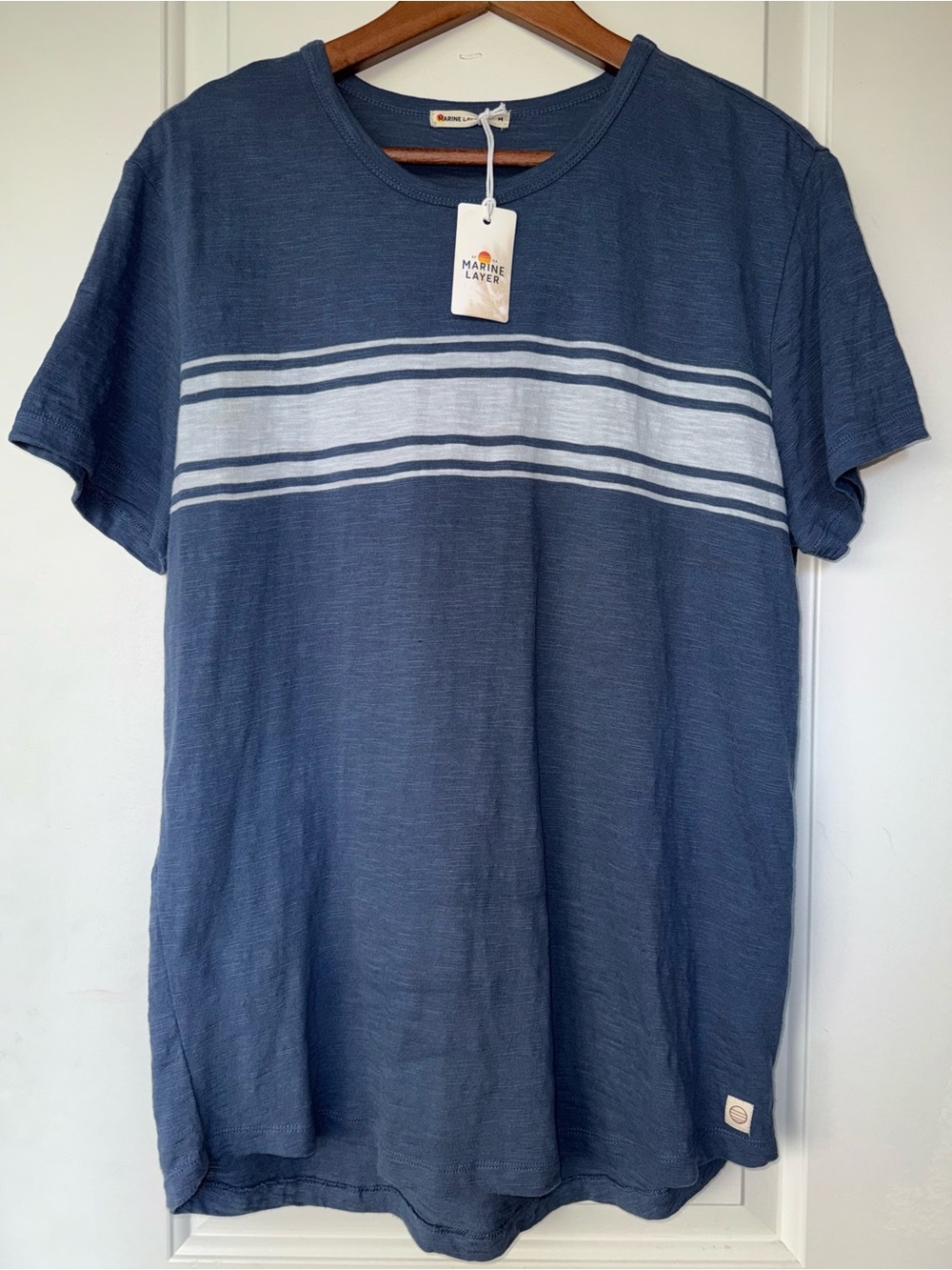 Marine Layer Vintage Heavy Slub Tee in Navy with White Chest Stripes - NWT